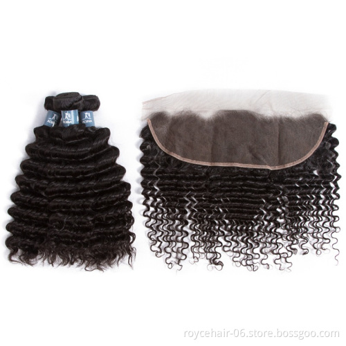 Reliable Quality 9A 10A 11A  Brazilian Virgin Human Hair Bundles And Pre Plucked Lace Frontal Closure 13x4 With Baby Hair